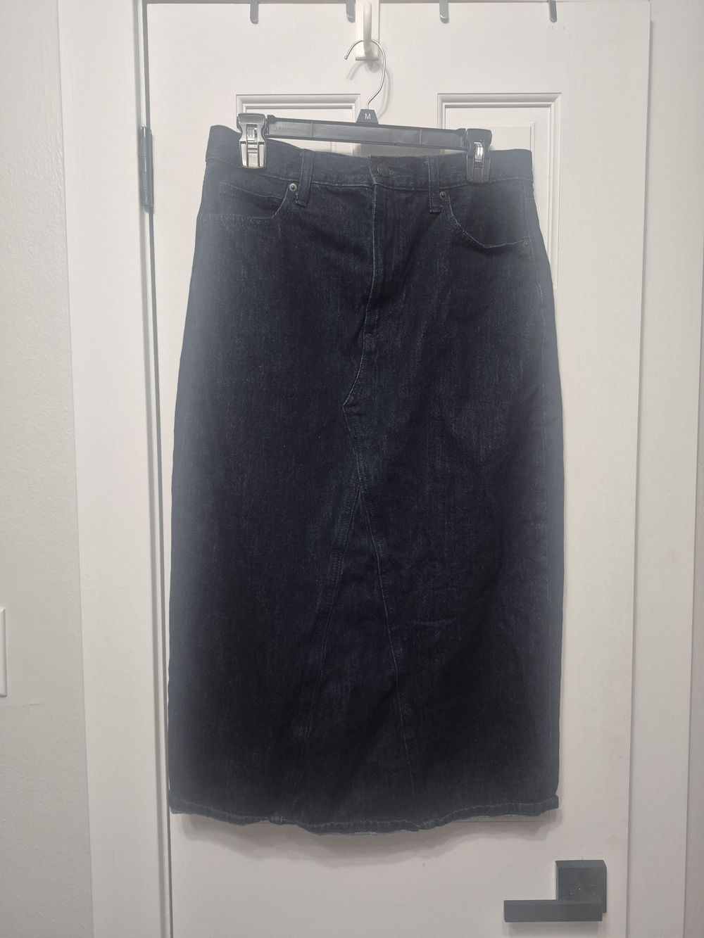 100% Cotton Uniqlo Dark Blue Denim Midi Skirt